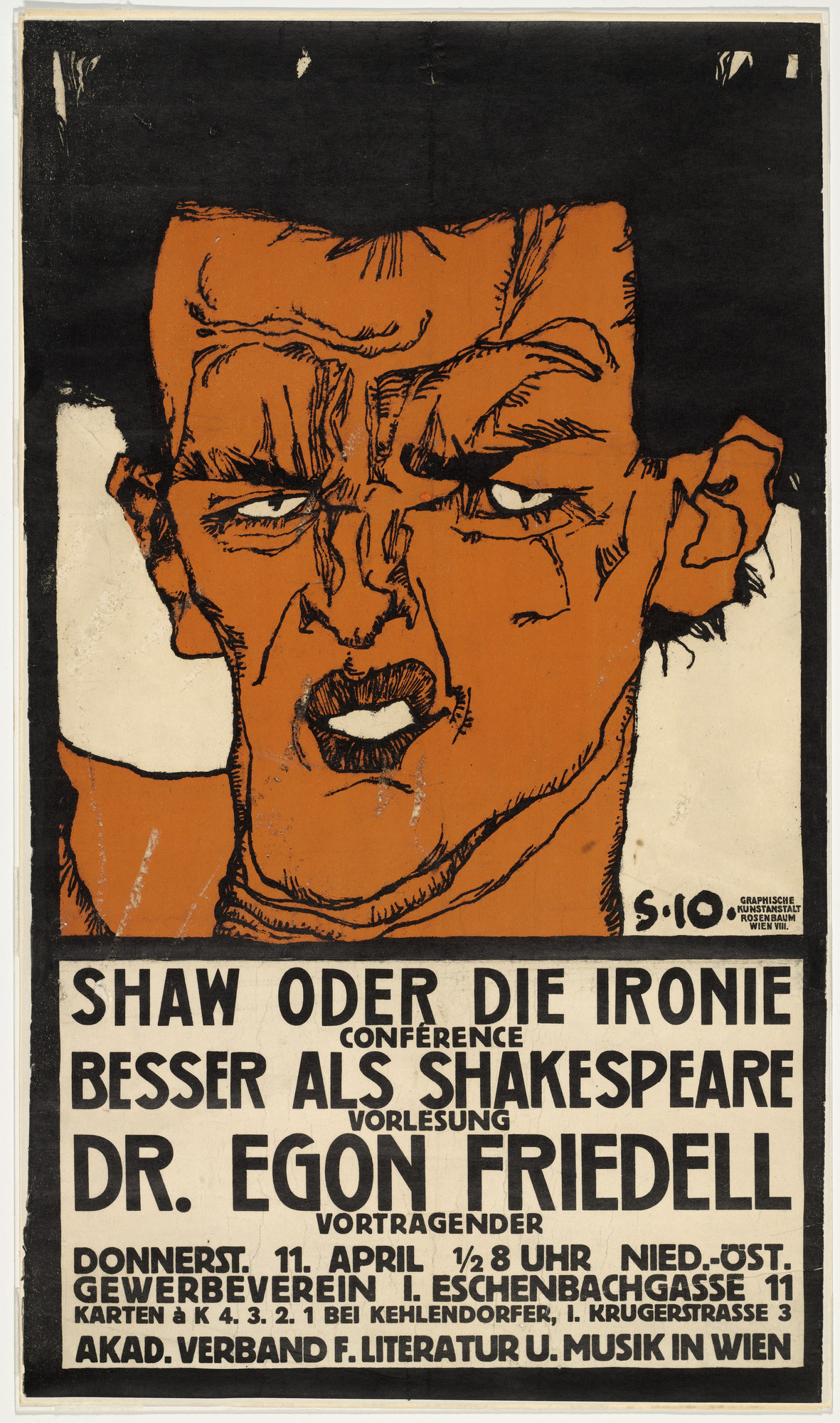 Egon Schiele. Shaw or the Irony (Poster for a Lecture by Egon