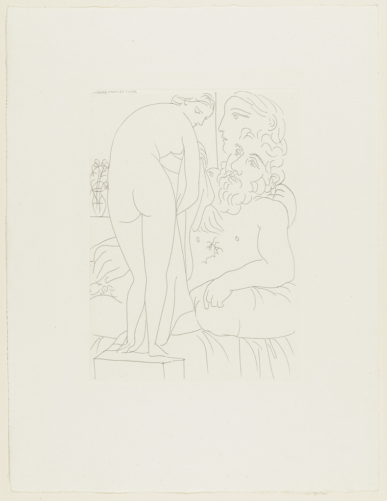 Sculptor in Repose with Marie-Thérèse and Her Representation as the Chaste Venus (Sculpteur au repos avec Marie-Thérèse et sa représentation en vénus pudique) from the Vollard Suite (Suite Vollard)