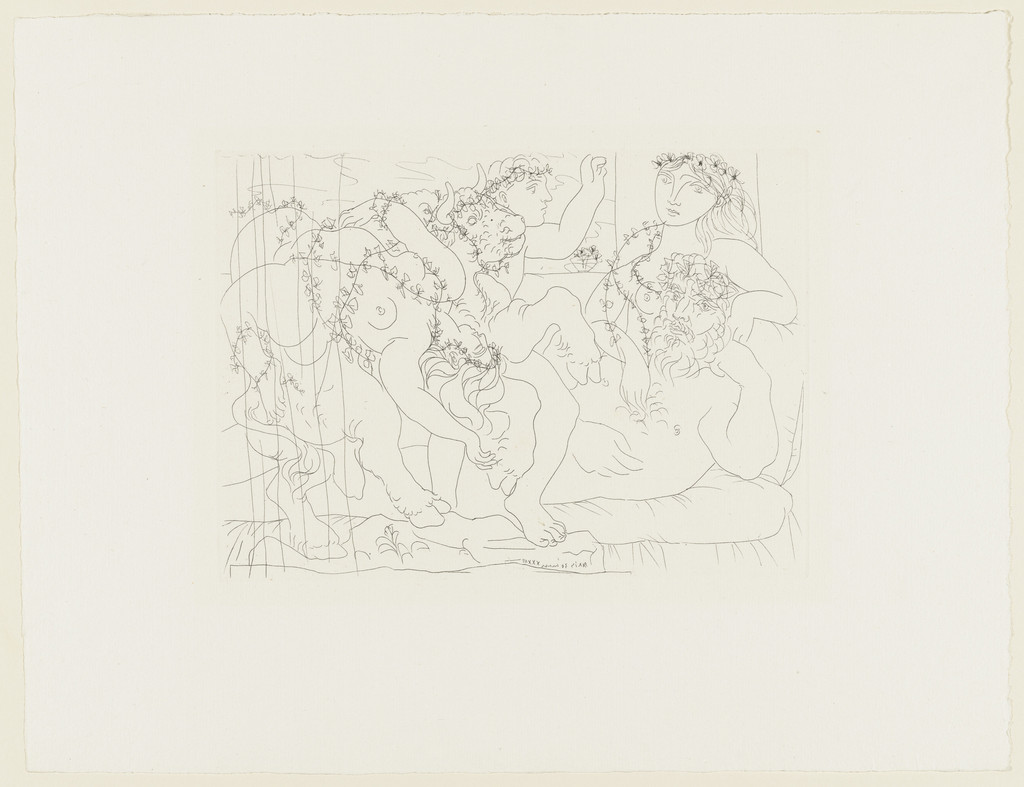 Sculptor, Boy and Model with a Sculpted Group Representing the Abduction of Europe (Sculpteur, garçon, et modèle avec un groupe sculpté représentant le rapt d'Europe) from the Vollard Suite (Suite Vollard)