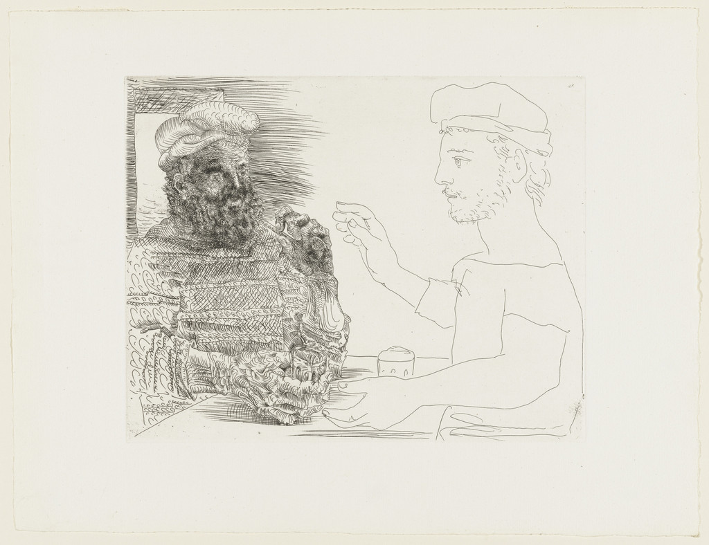 The Tavern: Young Catalan Fisherman Recounts His Life to an Old Bearded Fisherman (La Taberna. Jeune pêcheur catalan racontant sa vie à un vieux pêcheur barbu) from the Vollard Suite (Suite Vollard)