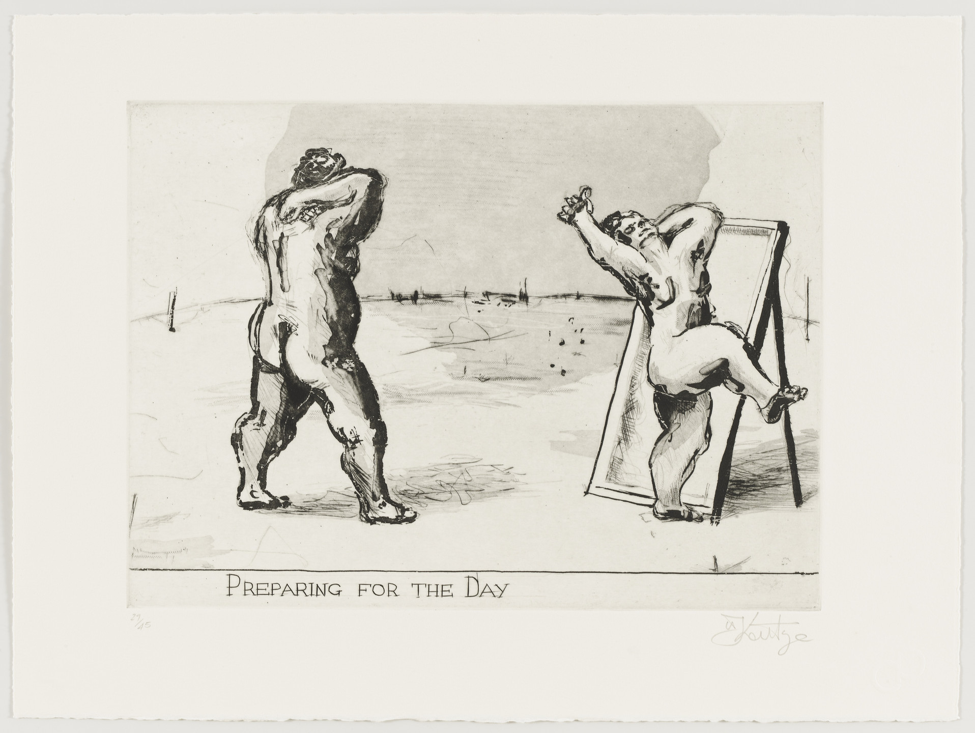 William Kentridge. Preparing for the Day from Little Morals. 1991