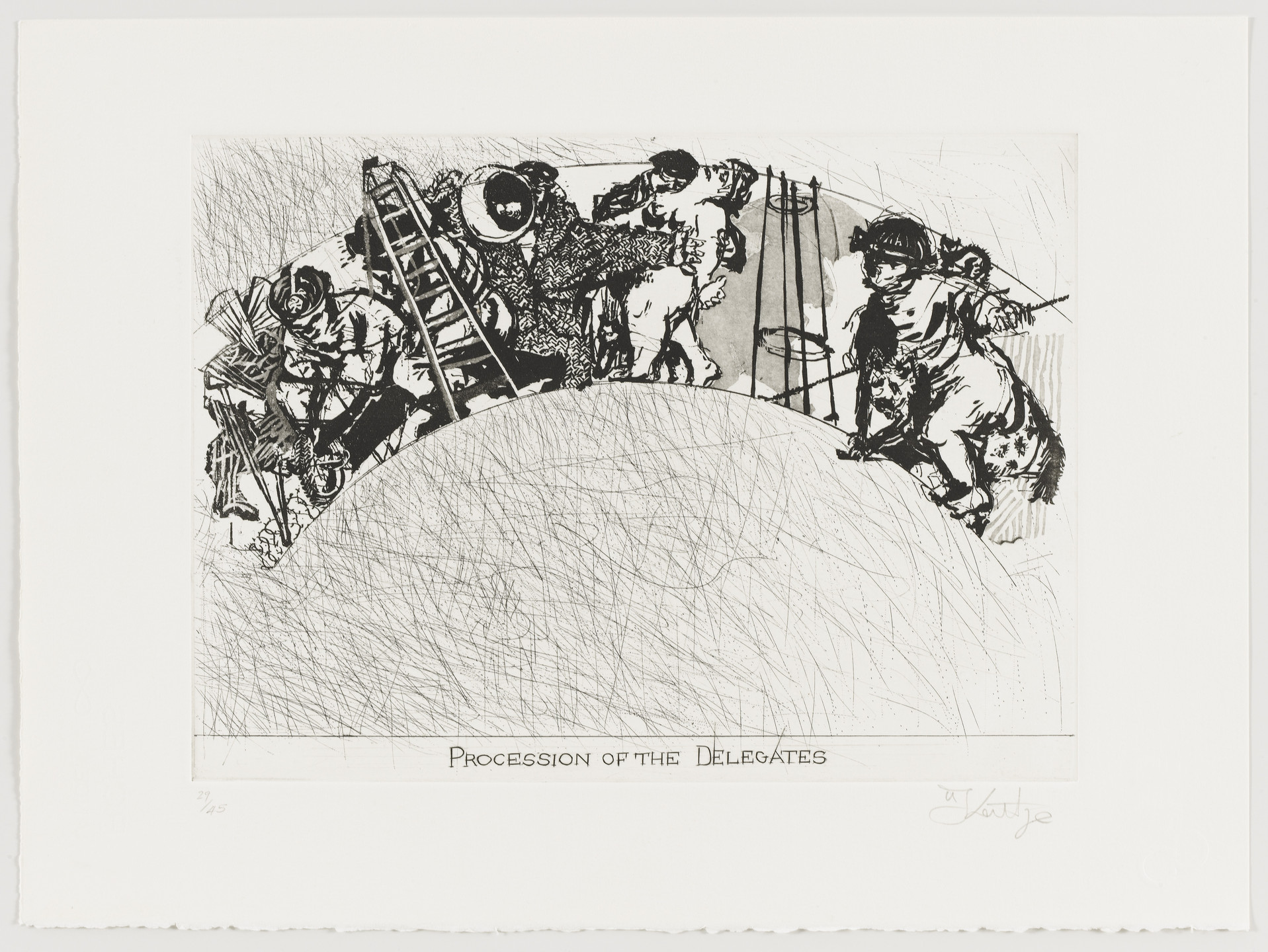 William Kentridge. Procession of the Delegates from Little Morals. 1991