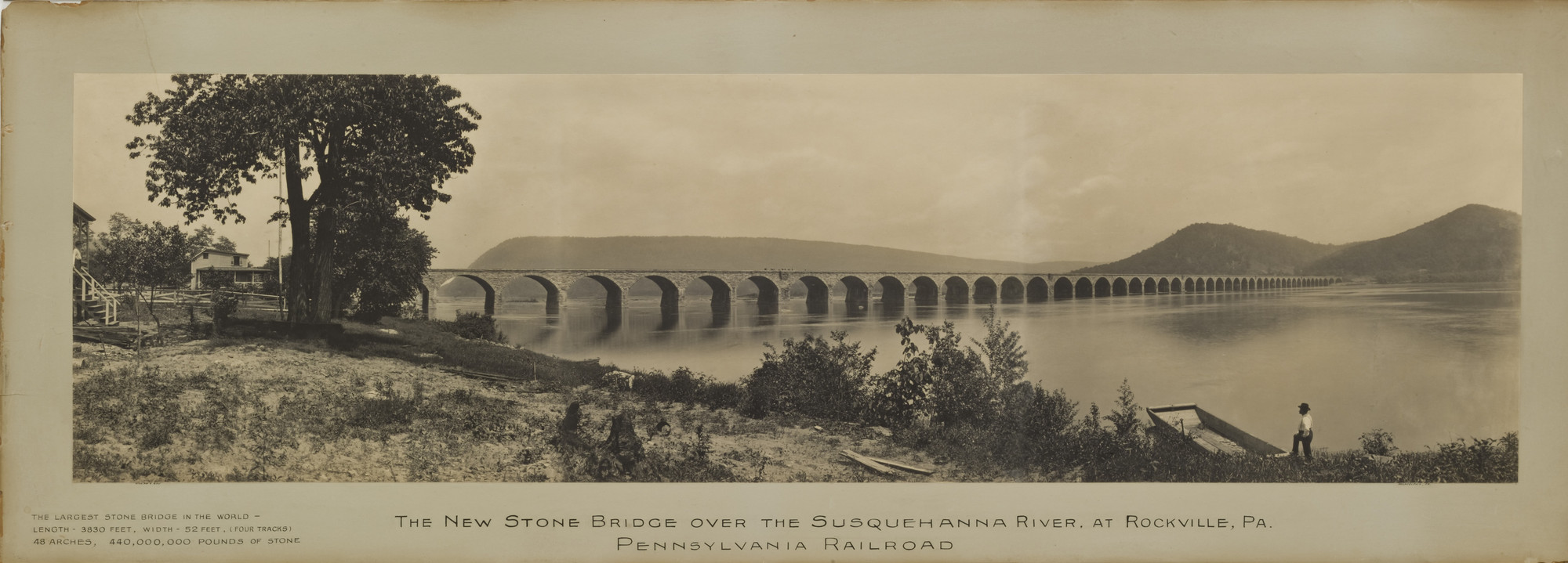 William H. Rau. The New Stone Bridge over the Susquehanna River at Rockville, Pennsylvania. 1900