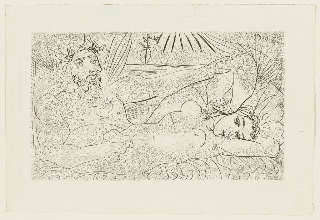 Drinker Caressing a Reclining Woman (Buveur caressant une femme allongée)