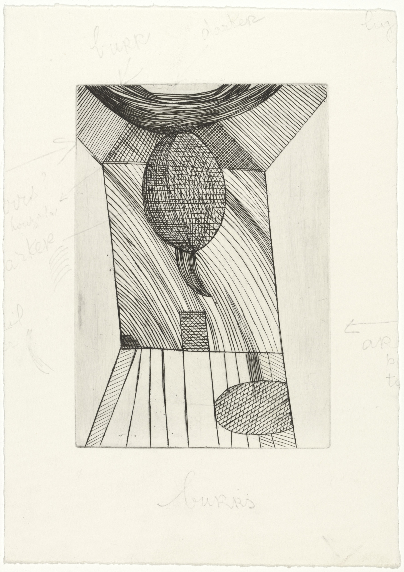 Louise Bourgeois. Untitled, plate 10 of 11, version 2 of 4, state V of VIII, from the illustrated book, He Disappeared into Complete Silence, second edition