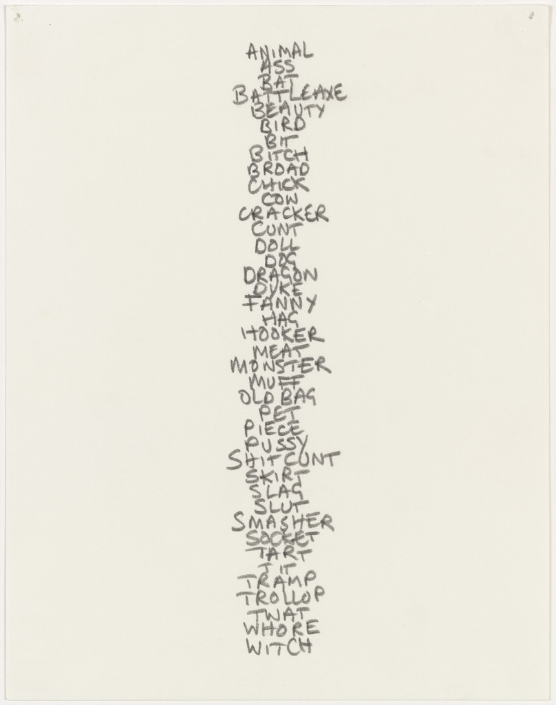 Five Lists by Sarah Lucas