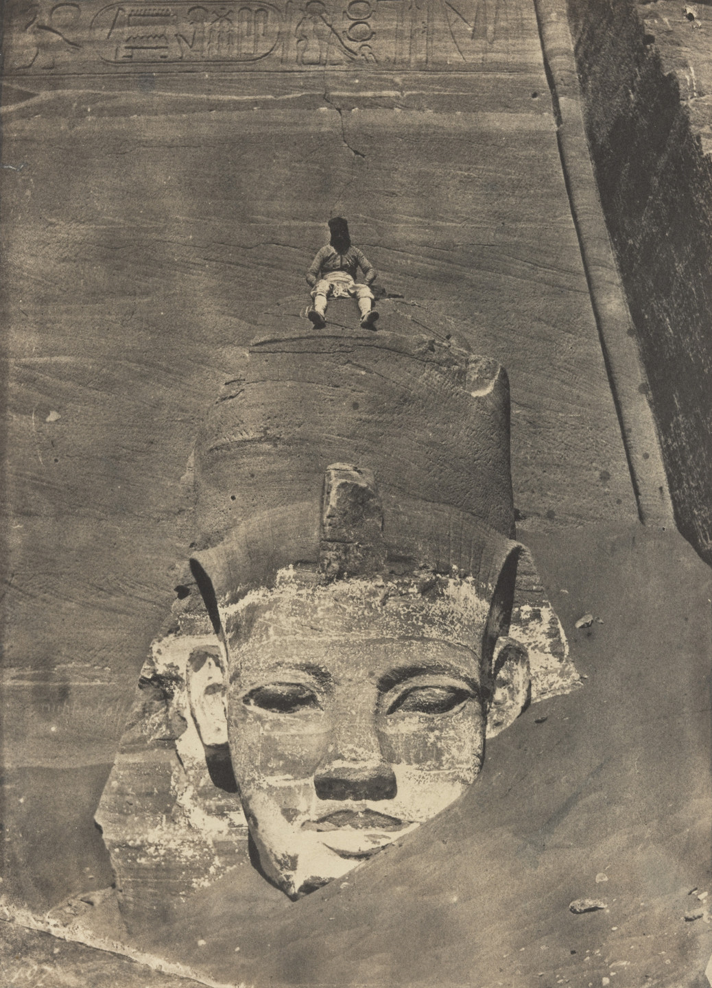Maxime Du Camp. Abu Simbel, Western Colossus of the Temple of Ra. 1850