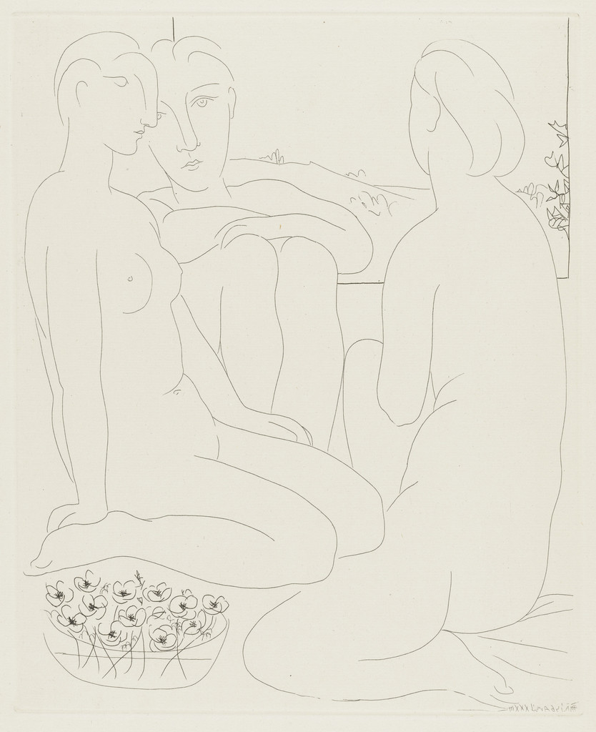 Three Nude Women and a Bowl of Anemones (Trois femmes nues et une coupe d'anémones) from the Vollard Suite (Suite Vollard)