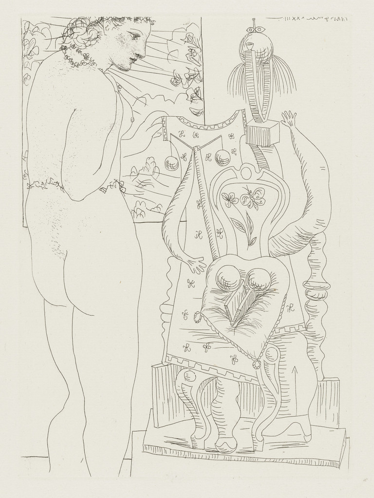 Marie-Thérèse Considering Her Sculpted Surrealist Effigy (Marie-Thérèse considérant son effigie surréaliste sculptée) from the Vollard Suite (Suite Vollard)