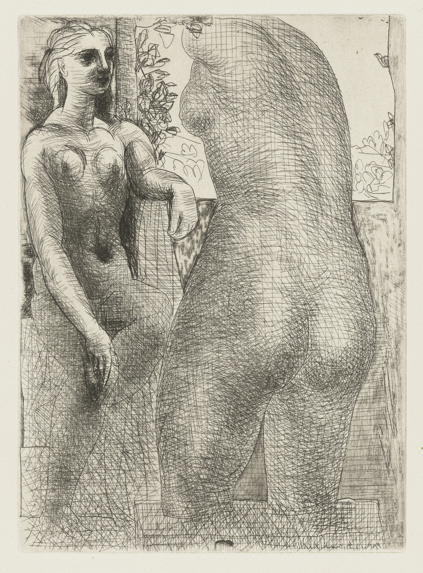 Pablo Picasso. Marie-Thérèse Looking at Her Sculpted Body (Marie-Thérèse regardant son corps sculpté) from the Vollard Suite (Suite Vollard)
