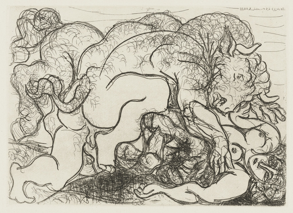 Minotaur Ravishing a Female Centaur (Minotaure amoureux d'une femme-centaure), state III, from the Vollard Suite (Suite Vollard)