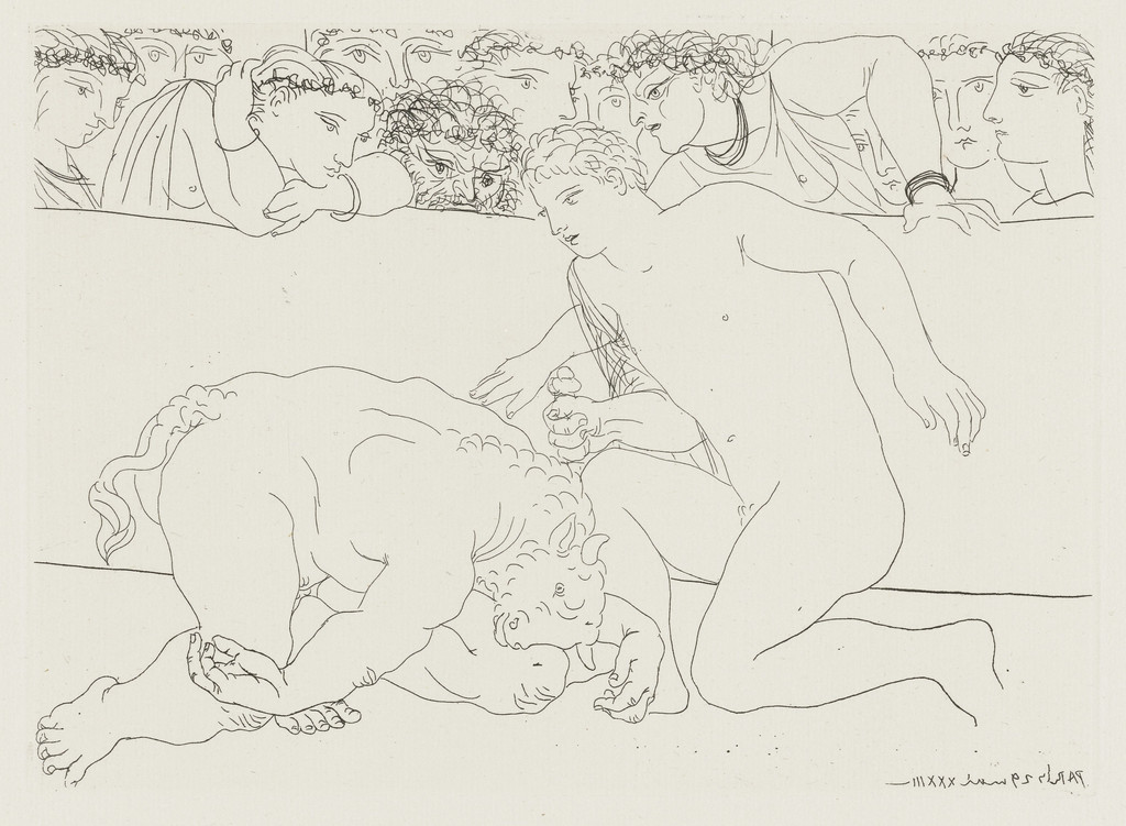 In the Arena: Young Man Putting the Minotaur to Death(Dans l'arène. Jeune homme achevant le Minotaure) from the Vollard Suite (Suite Vollard)