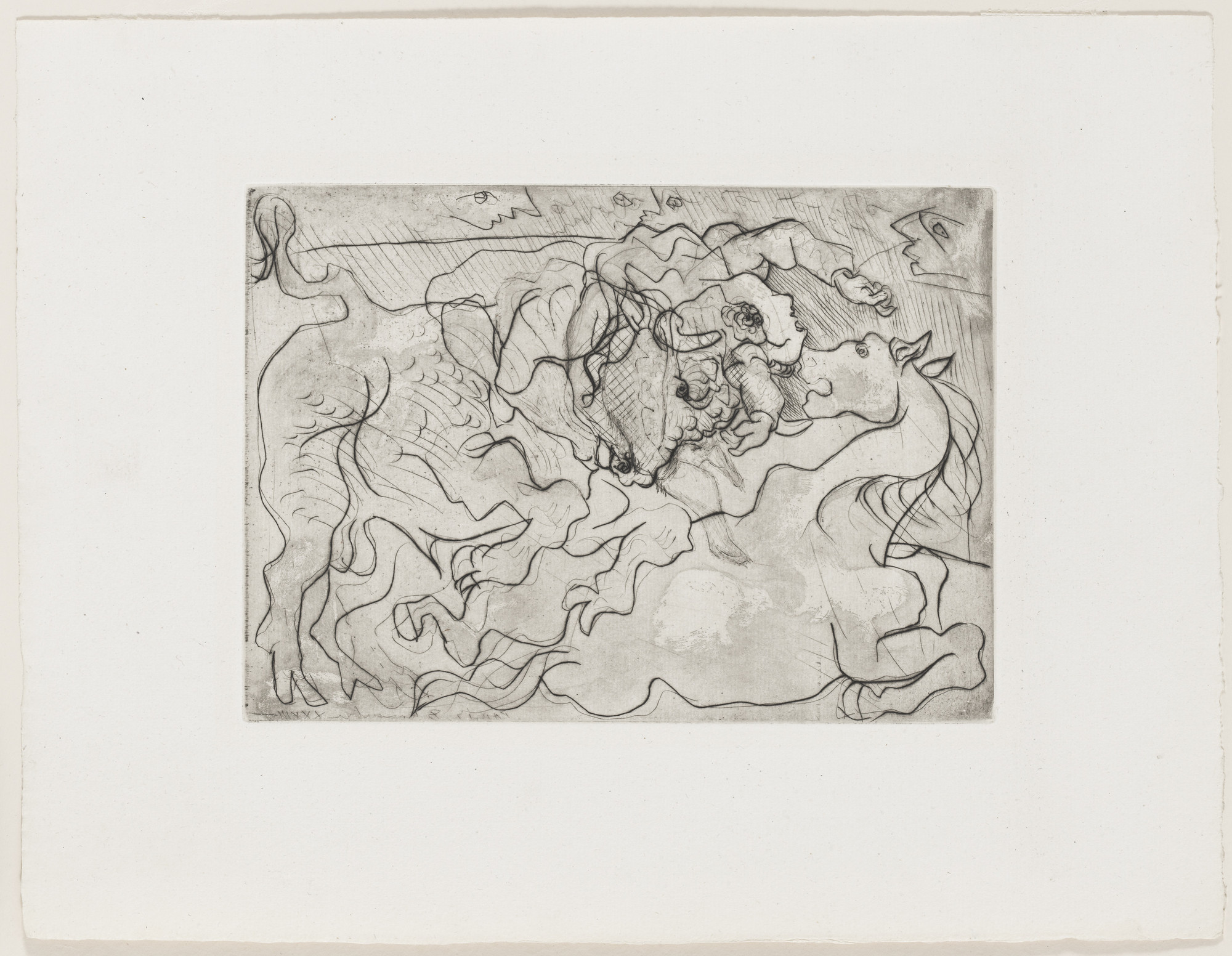 Pablo Picasso. Bullfight: Wounded Female Bullfighter III (Corrida. Femme torero blessée III) from the Vollard Suite (Suite Vollard)
