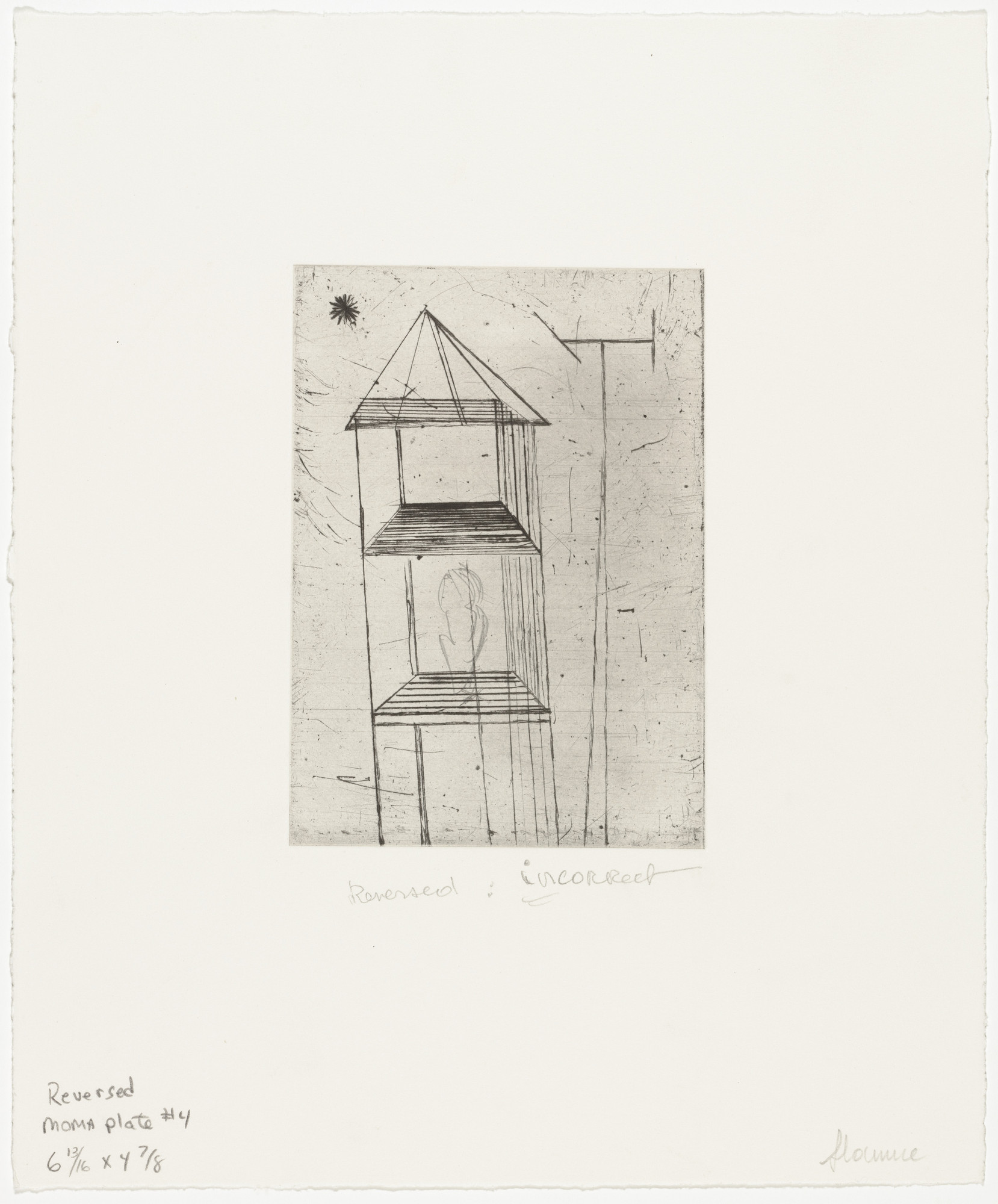 Louise Bourgeois. Plate 4 of 9, version 1 of 3, state I of II, variant, from the illustrated book, He Disappeared into Complete Silence, second edition