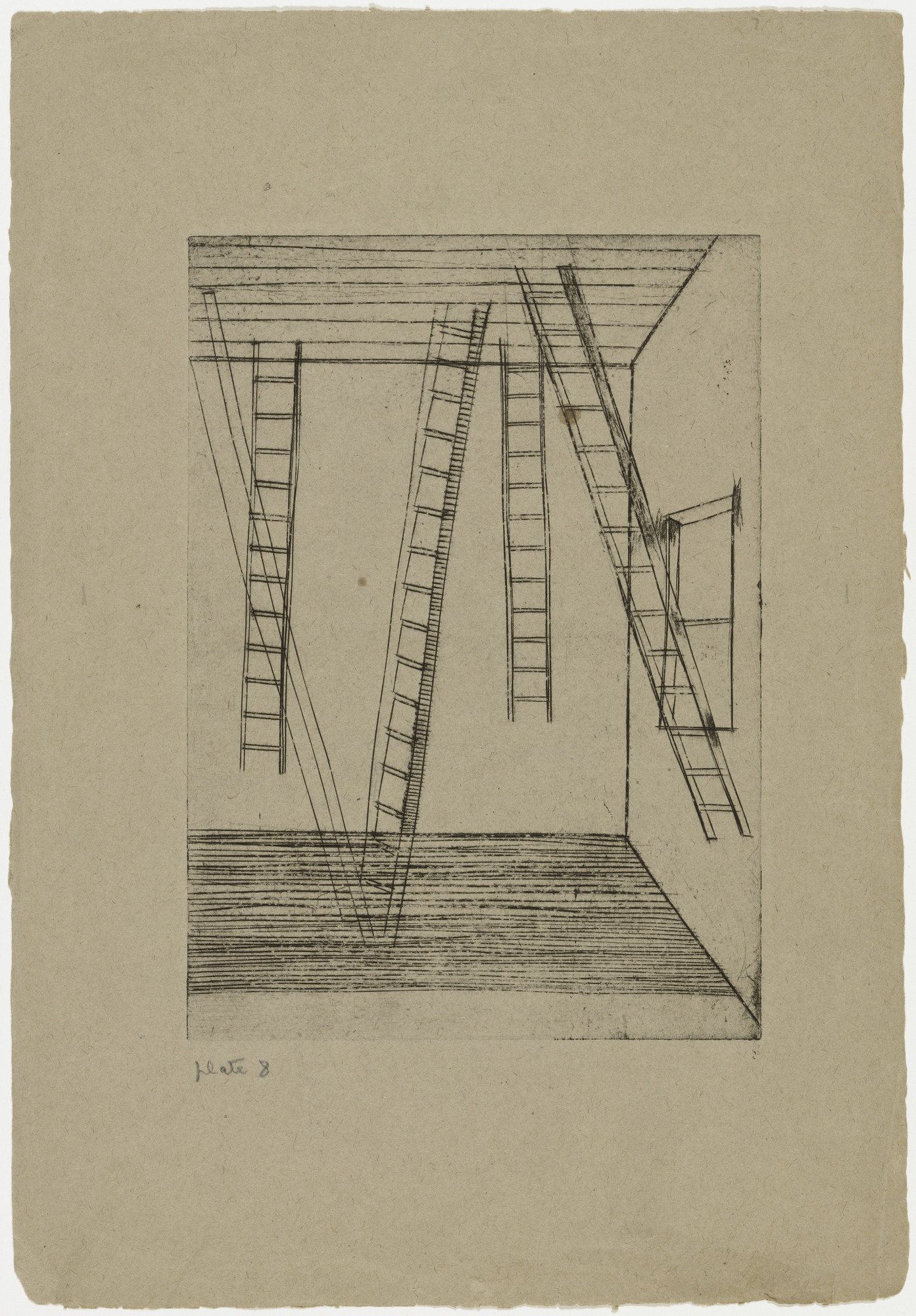 Louise Bourgeois. Plate 8 of 9, version 2 of 5, state I of II, variant, from the illustrated book, He Disappeared into Complete Silence, first edition