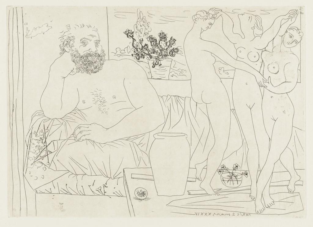 Sculptor with a Sculpted Group (Homage to Carpeaux) (Sculpteur avec un groupe sculpté [Hommage à Carpeaux]) from the Vollard Suite (Suite Vollard)