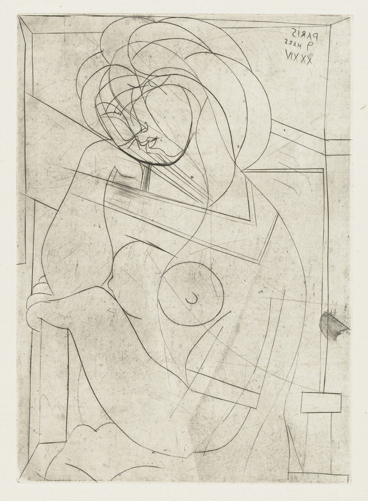 Dreamy Woman in Armchair, Her Cheek on Her Hand (Femme au fauteuil songeuse, la joue sur la main) from the Vollard Suite (Suite Vollard)