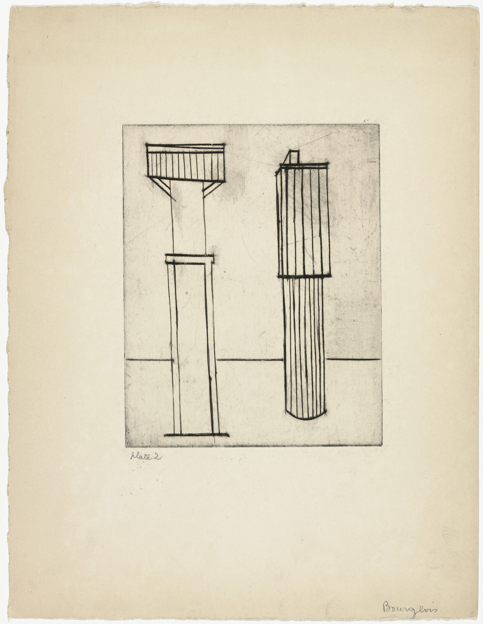 Louise Bourgeois. Plate 2 of 9, version 1 of 3, state II of VII, from the illustrated book, He Disappeared into Complete Silence