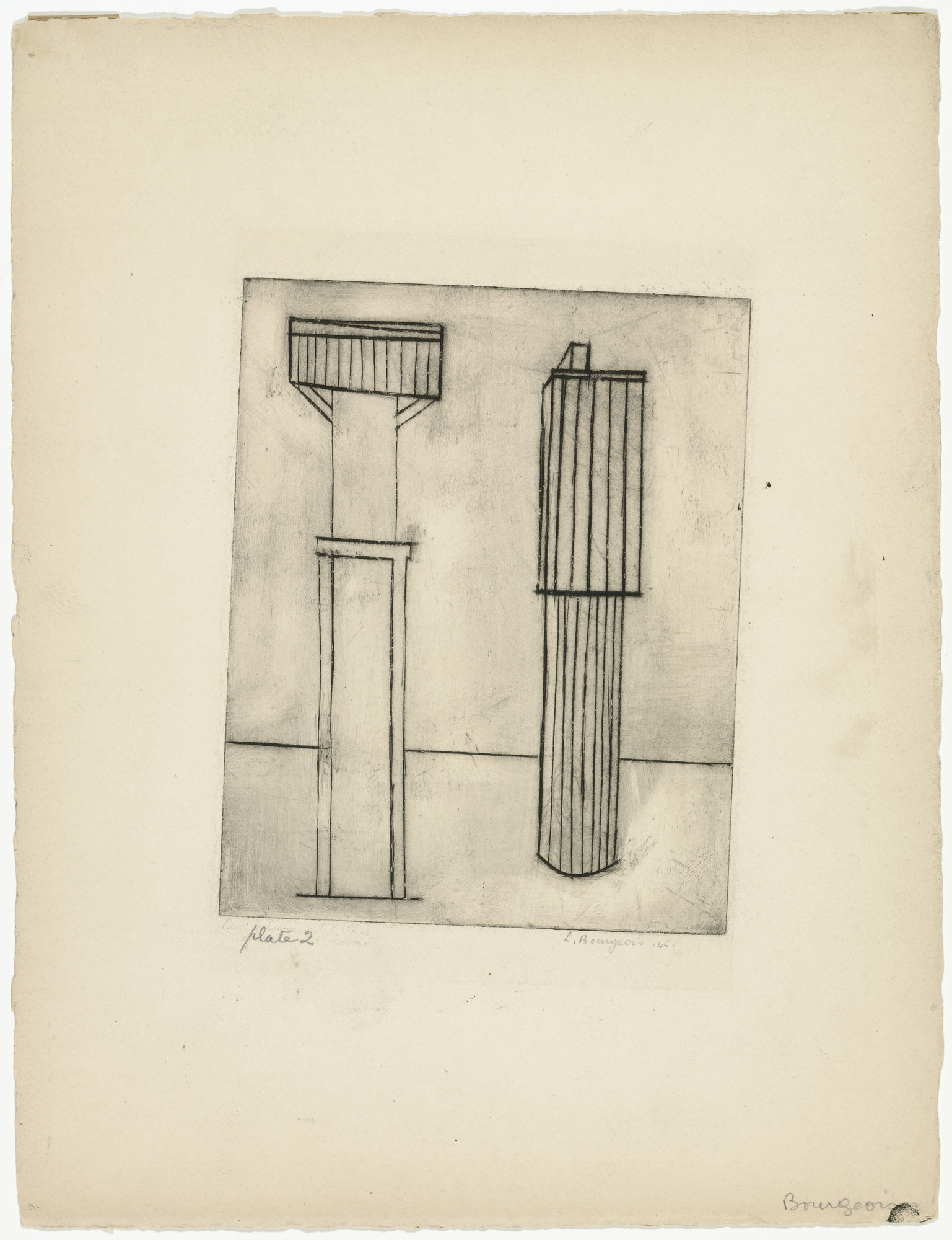 Louise Bourgeois. Plate 2 of 9, version 1 of 3, state III of VII, from the illustrated book, He Disappeared into Complete Silence
