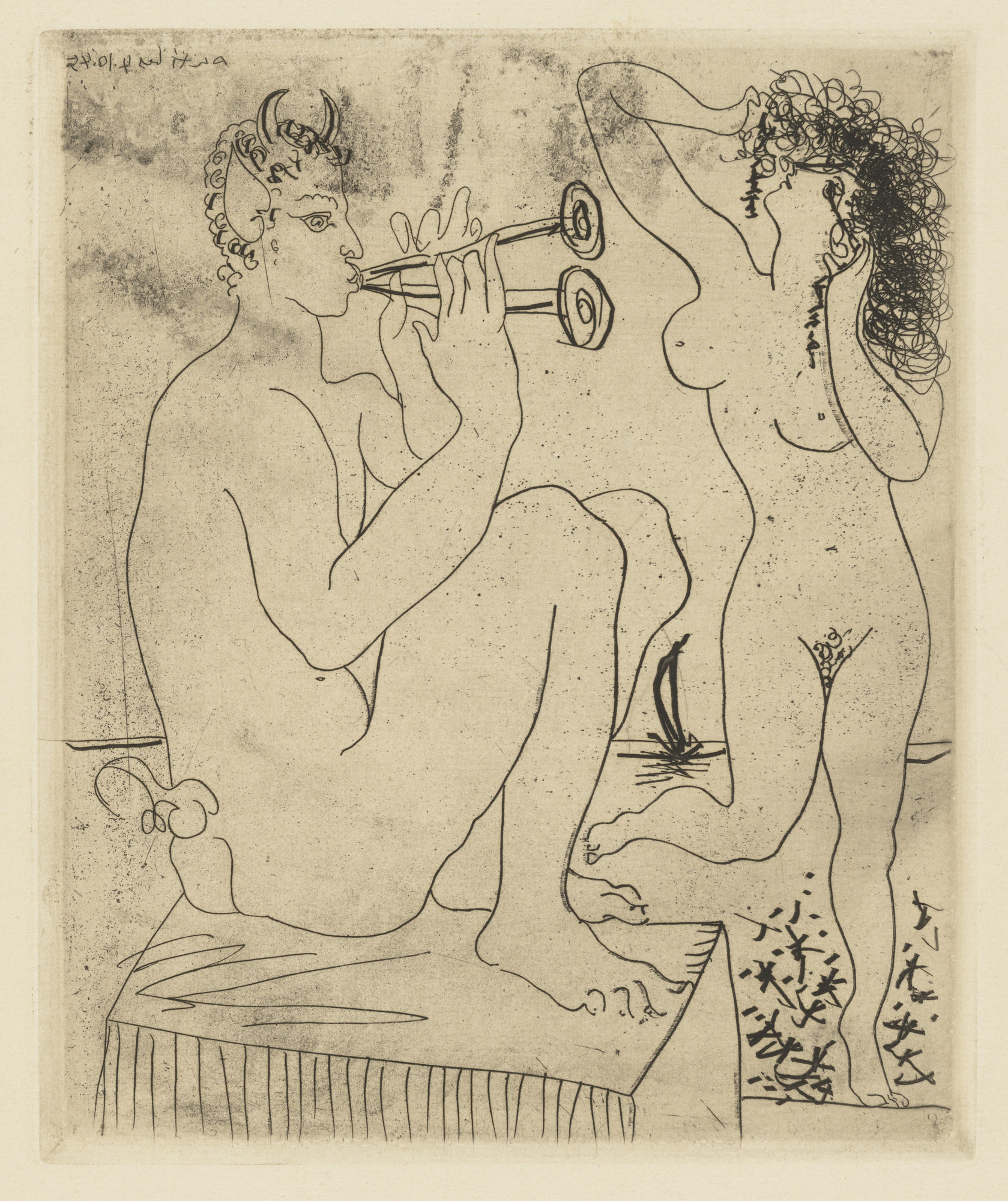 Pablo Picasso. Faun Flutist and Dancer (Faune flûtiste et danseuse)
