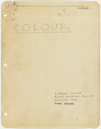 Black Mountain College Notebook
Notes from Josef Albers Color Lectures