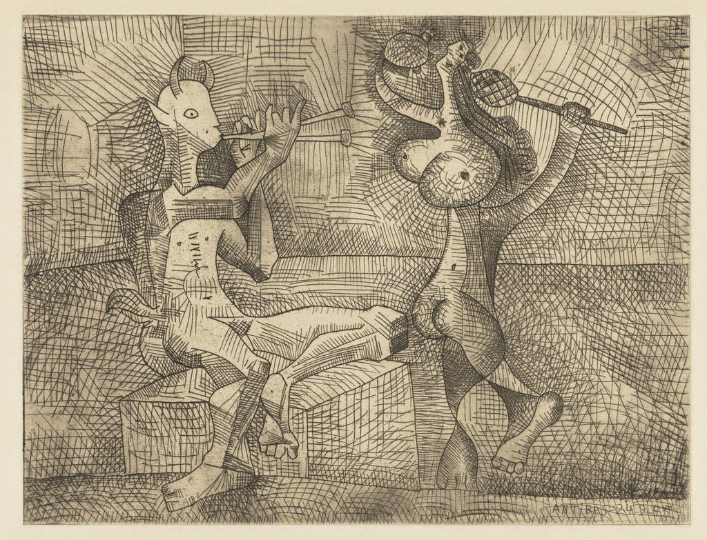 Faun with Flute and Dancer with Maraca and Tambourine (Faune flûtiste et danseuse à la maraca et au tambourin)