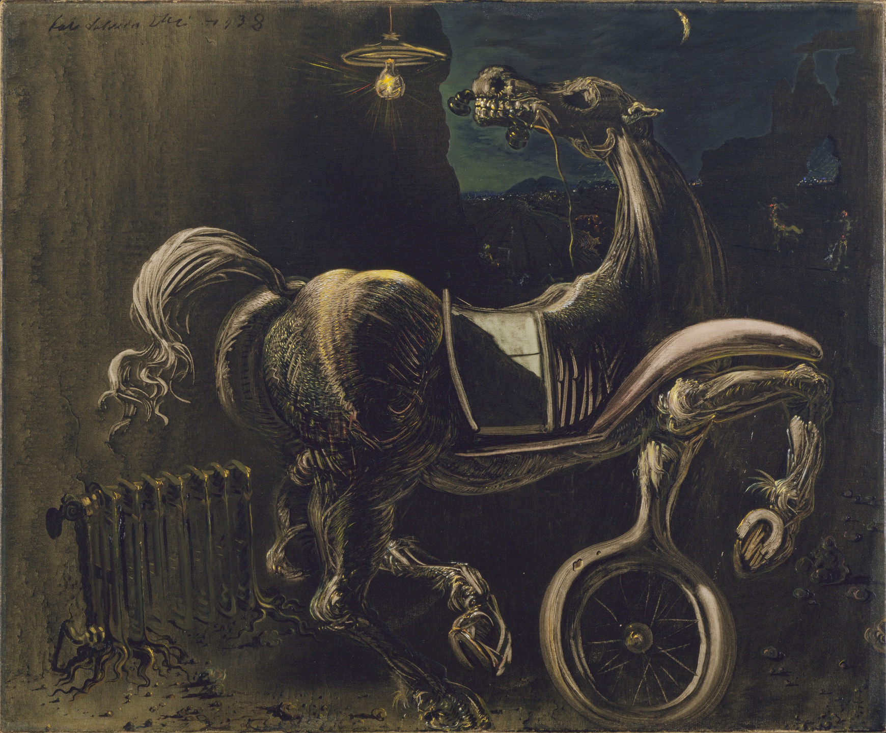 Salvador Dalí. Debris of an Automobile Giving Birth to a Blind Horse Biting a Telephone. 1938