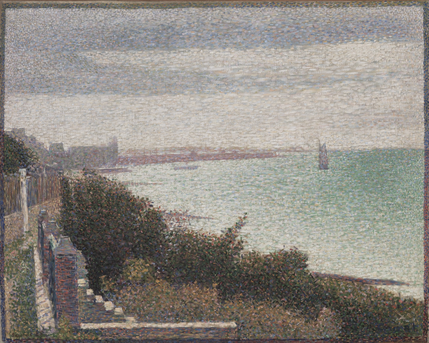 Georges-Pierre Seurat. Grandcamp, Evening. 1885, painted border c. 1888-89