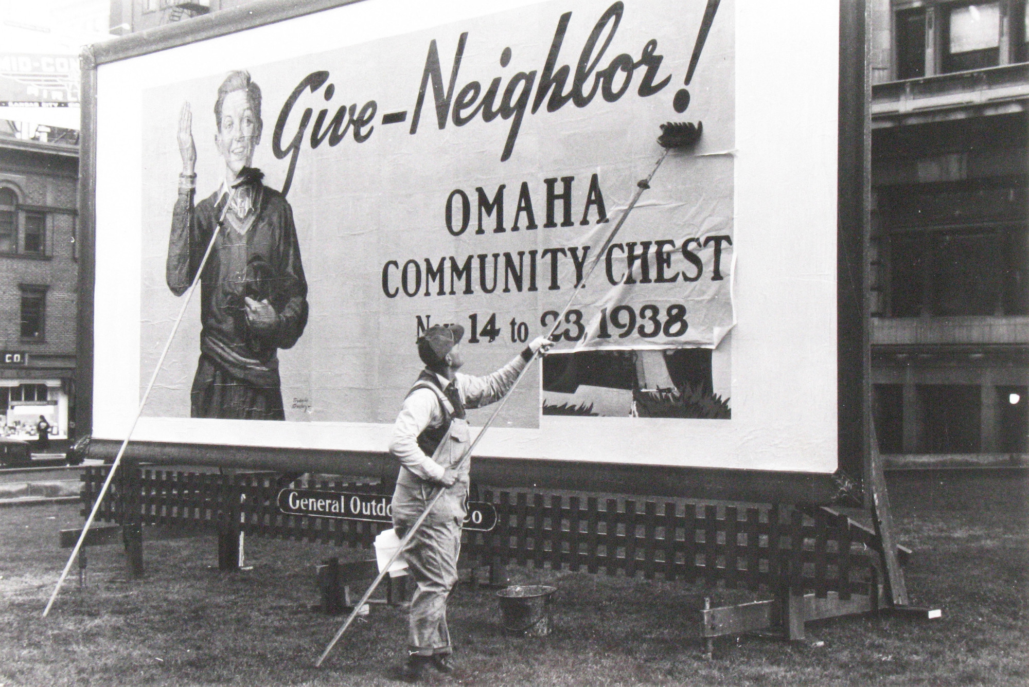 John Vachon. Billboard on the Courthouse Lawn, Omaha, Nebraska. 1938