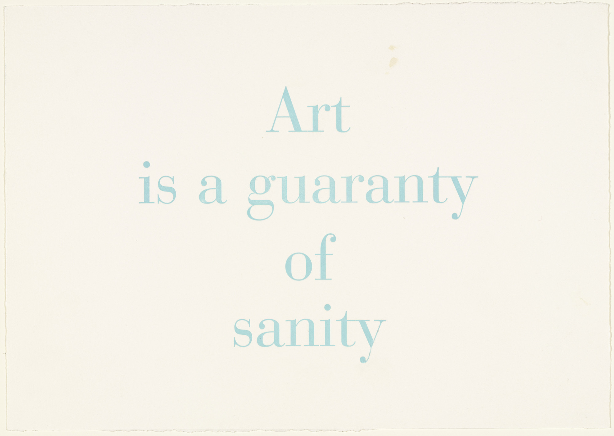 Louise Bourgeois. Art Is a Guaranty of Sanity, no. 9 of 9, component B, only state, variant, from the series, What Is the Shape of This Problem?