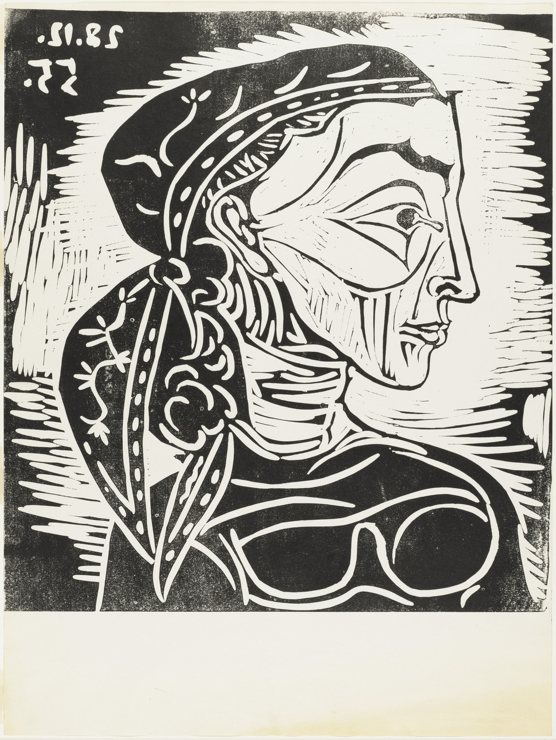 Pablo Picasso. Profile of Jacqueline with a Scarf (Profil de Jacqueline au foulard). 1955
