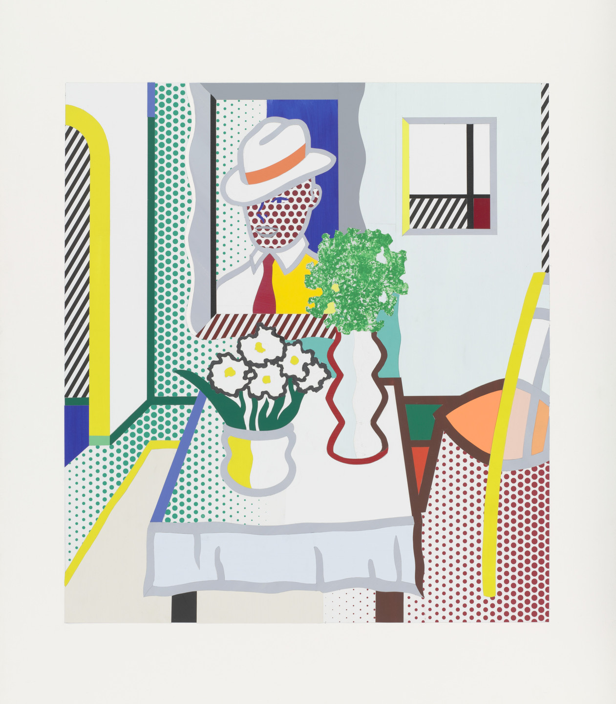 Roy Lichtenstein. Untitled (Table with Two Vases of Flowers). 1997