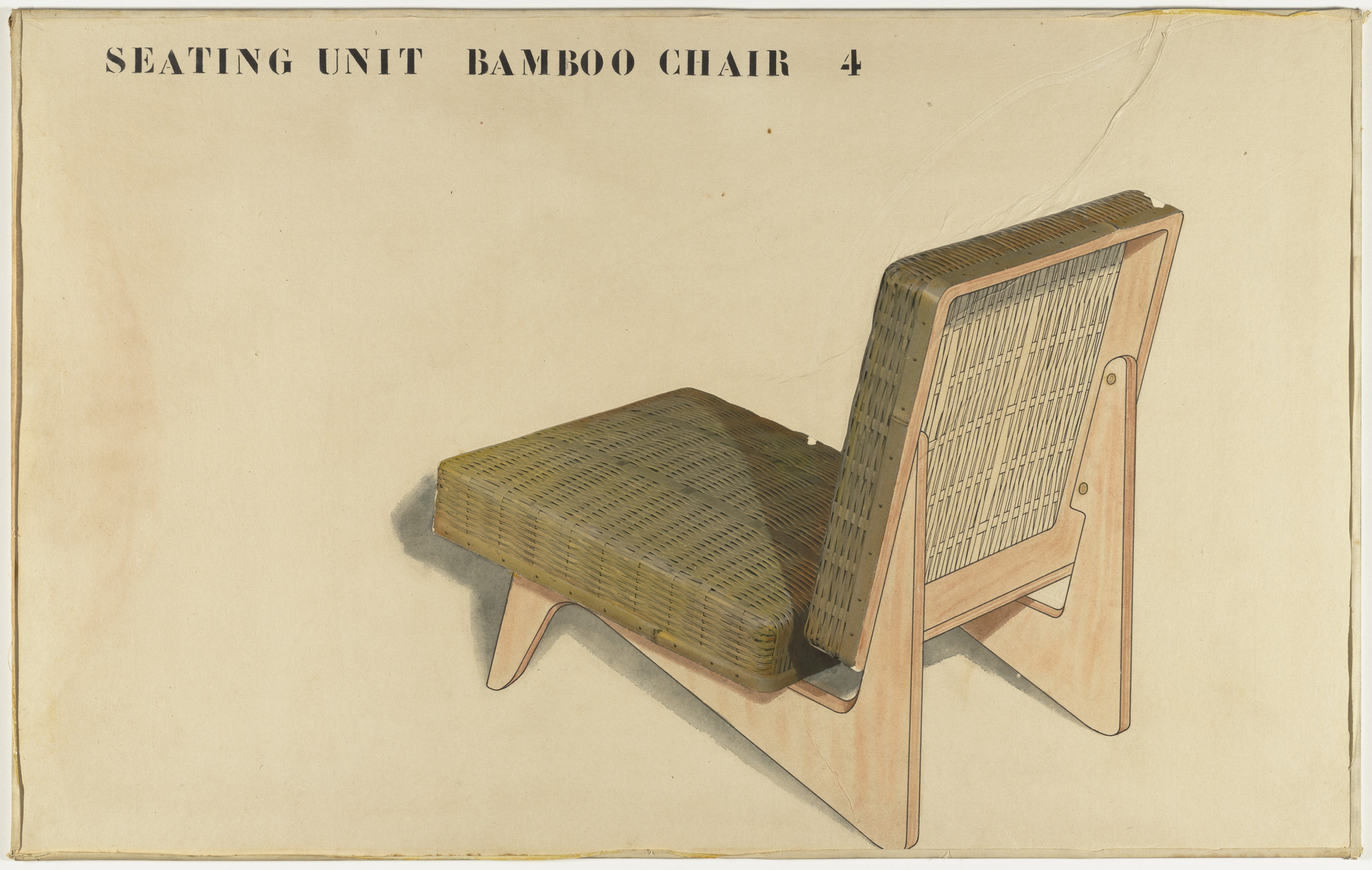Junzo Sakakura. Entry Panel for MoMA International Competition for Low-Cost Furniture Design (Bamboo Chair). c.1950