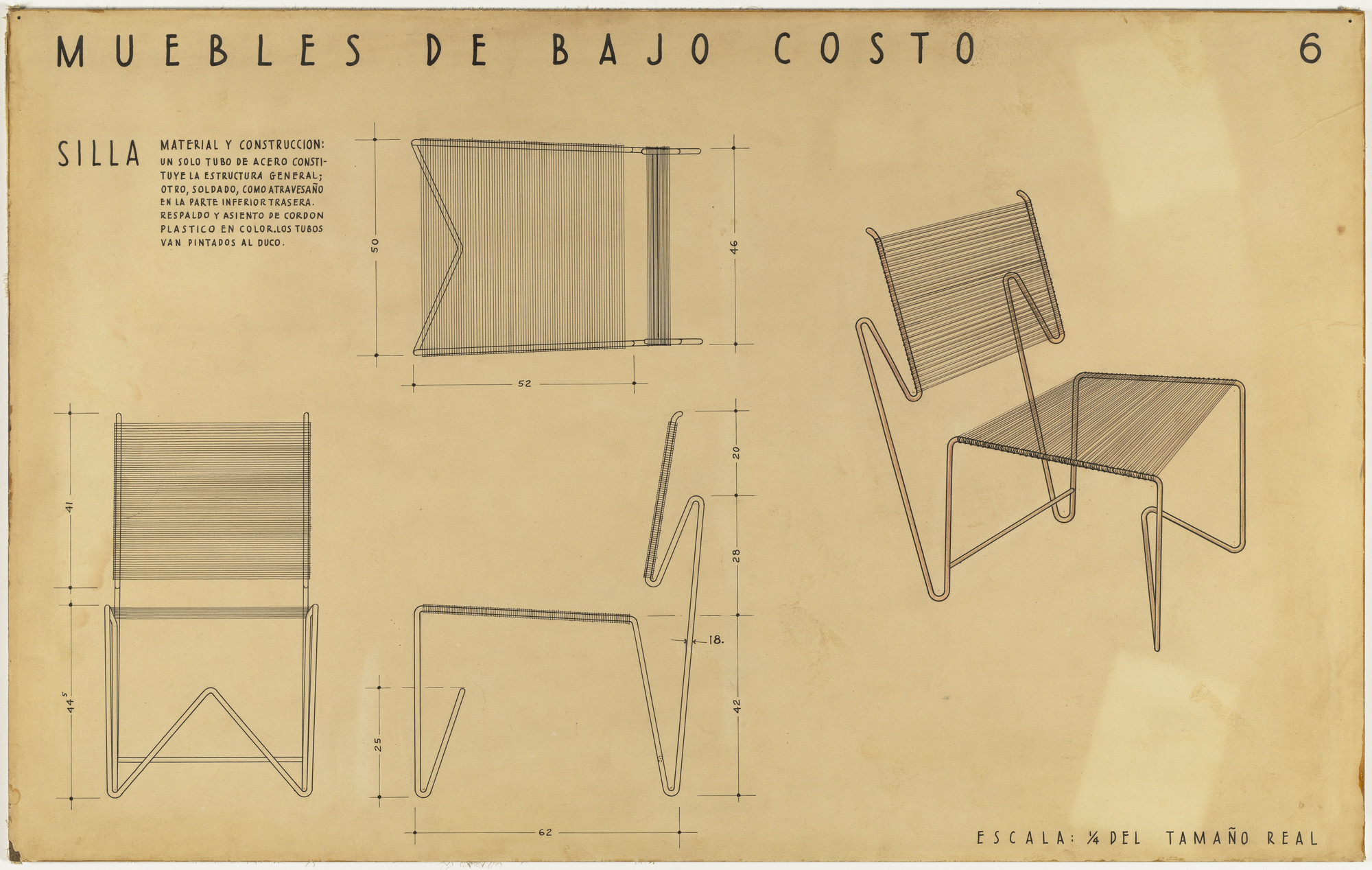 Clara Porset, Xavier Guerrero. Entry Panel for MoMA International Competition for Low-Cost Furniture Design. c.1950