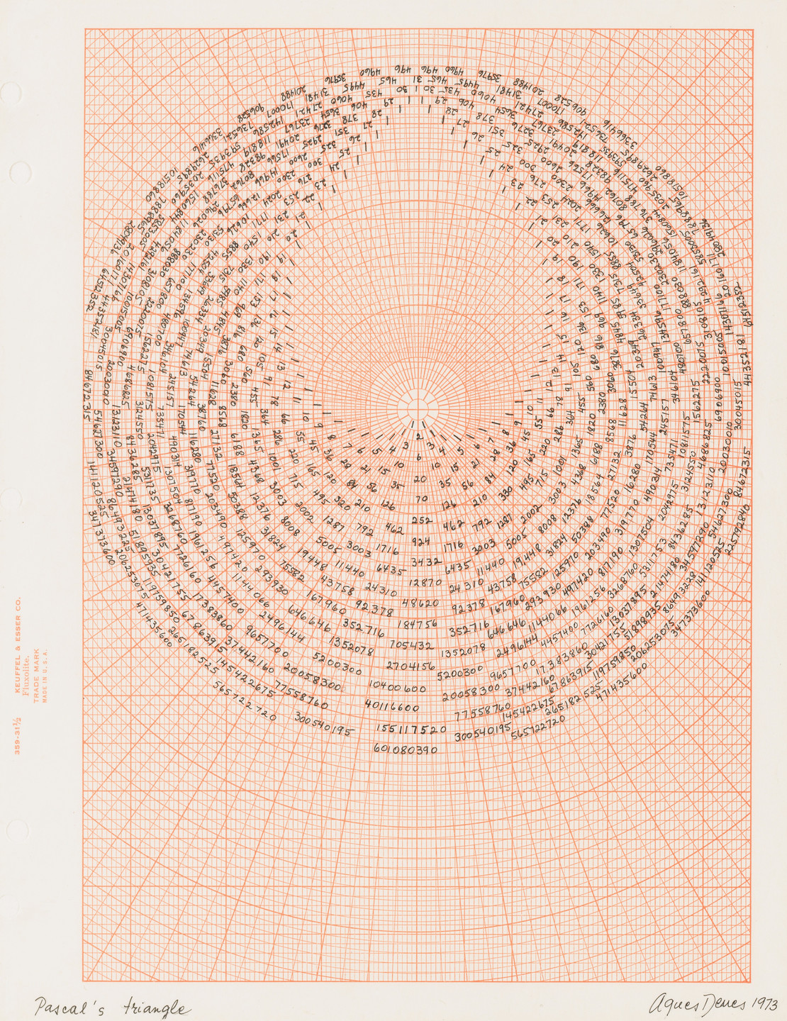 Agnes Denes. Pascal&#39;s Triangle. 1973