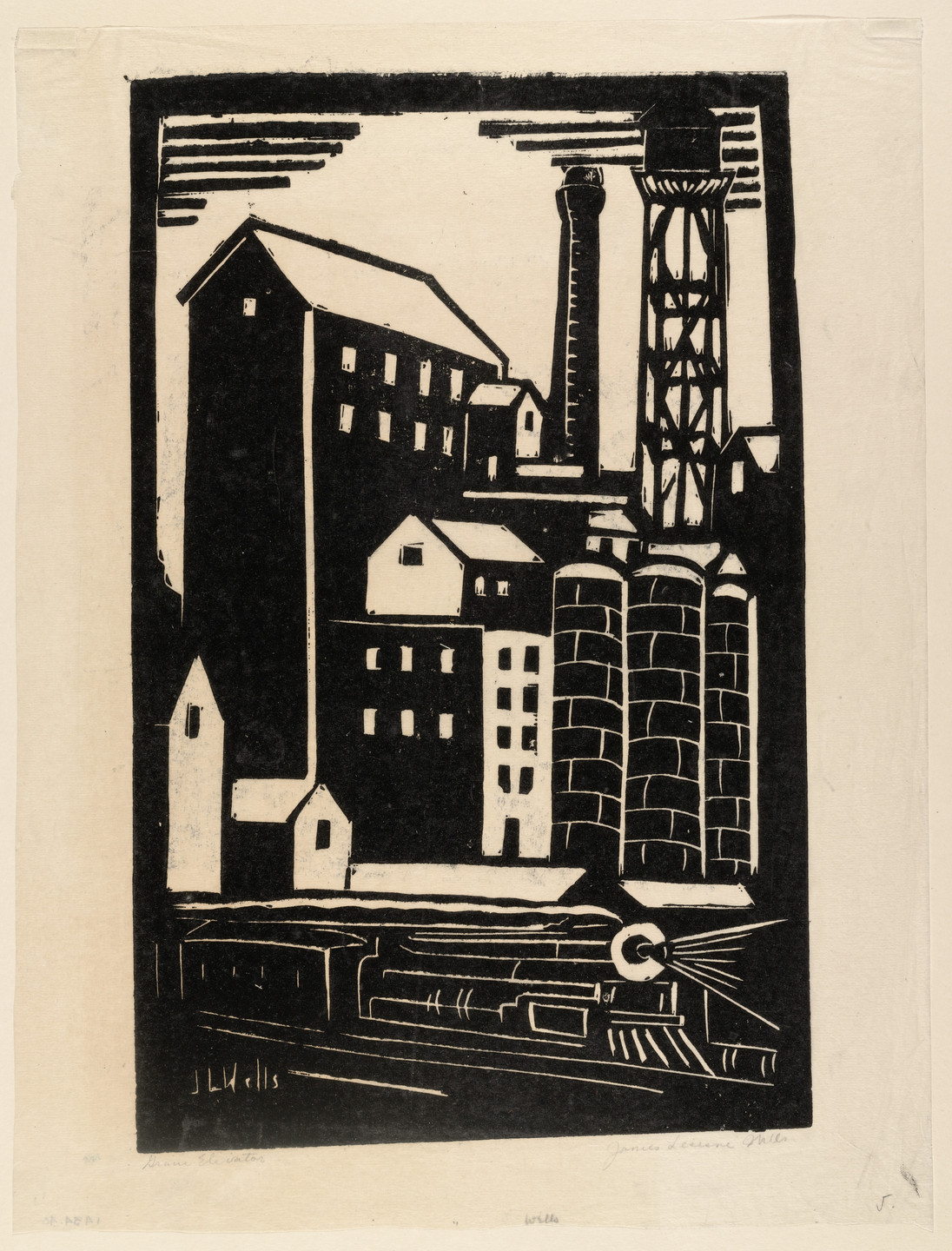 James Lesesne Wells. Grain Elevators. 1928
