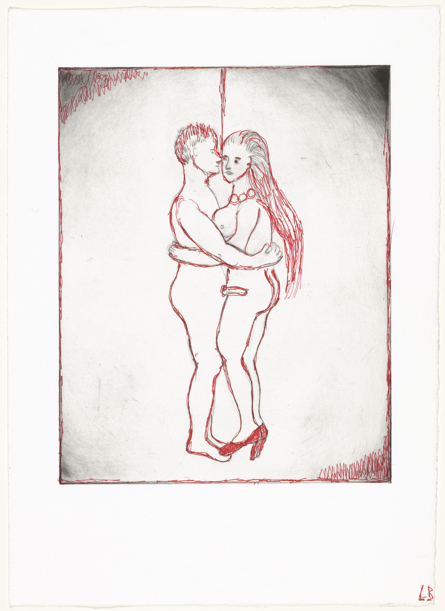 Louise Bourgeois. The Couple, plate 5 of 7, state IV of XVII, variant, from the portfolio, La Réparation