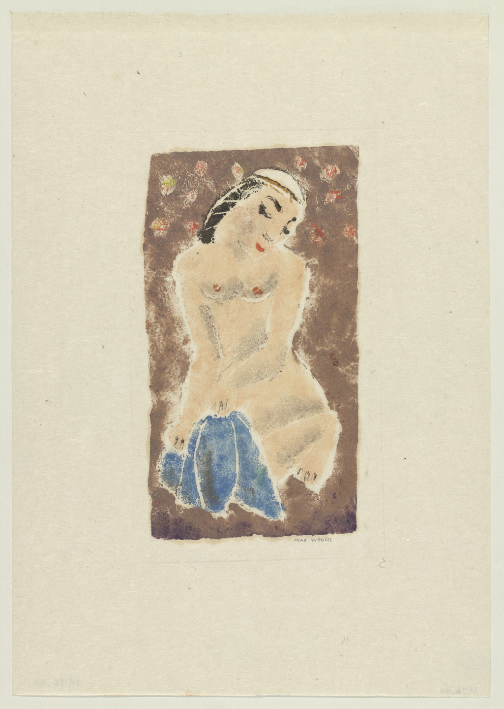 Max Weber. Crouching Nude Figure. 1910