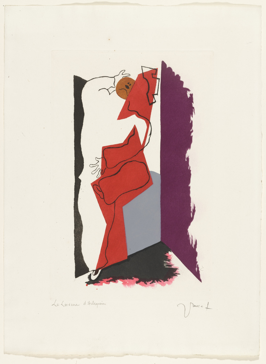 Jean Lurçat. Harlequin&#39;s Lust , plate (folio 10) from the illustrated book Toupies. 1925