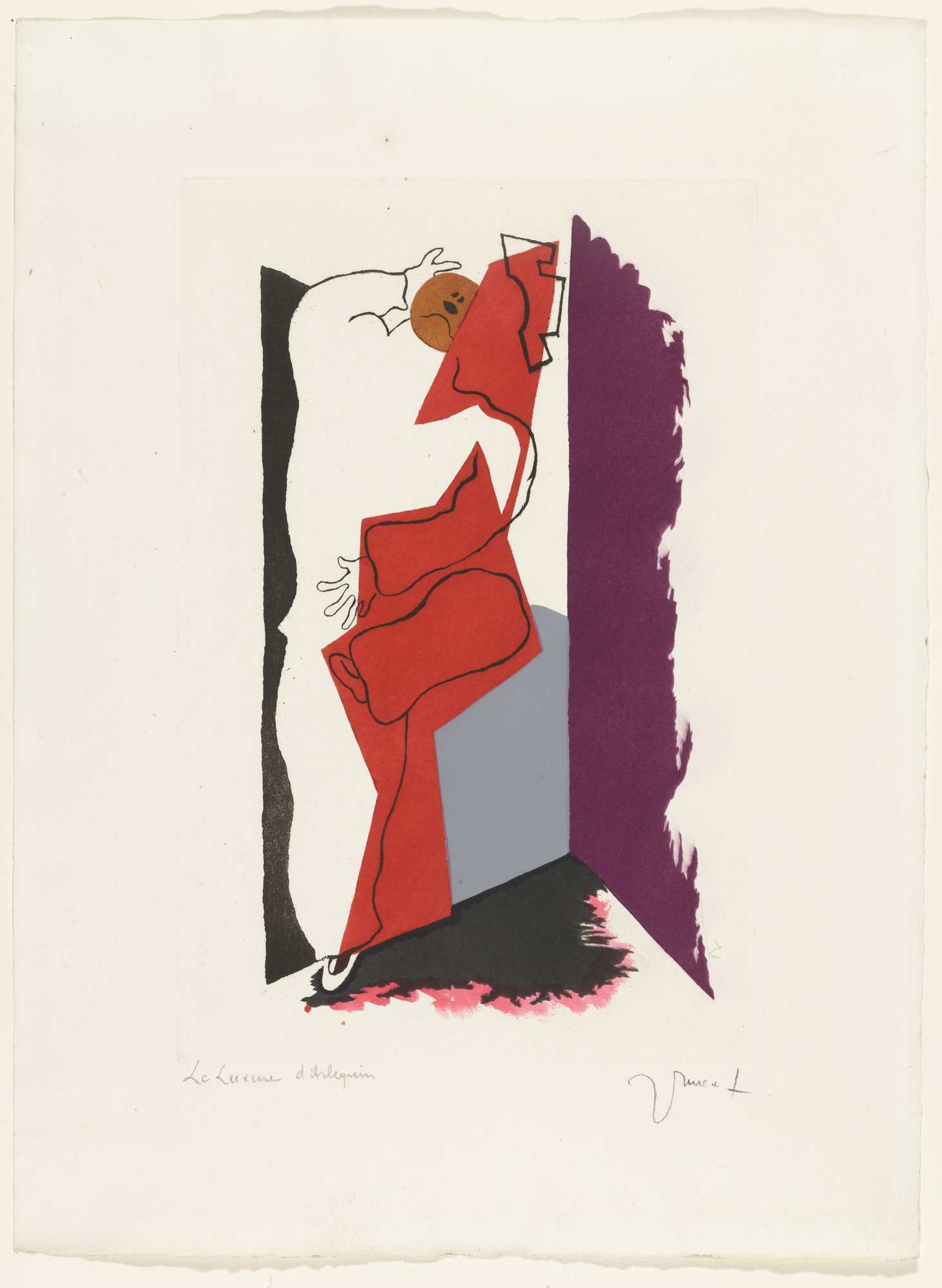Jean Lurçat. Harlequin's Lust , plate (folio 10) from the illustrated book Toupies