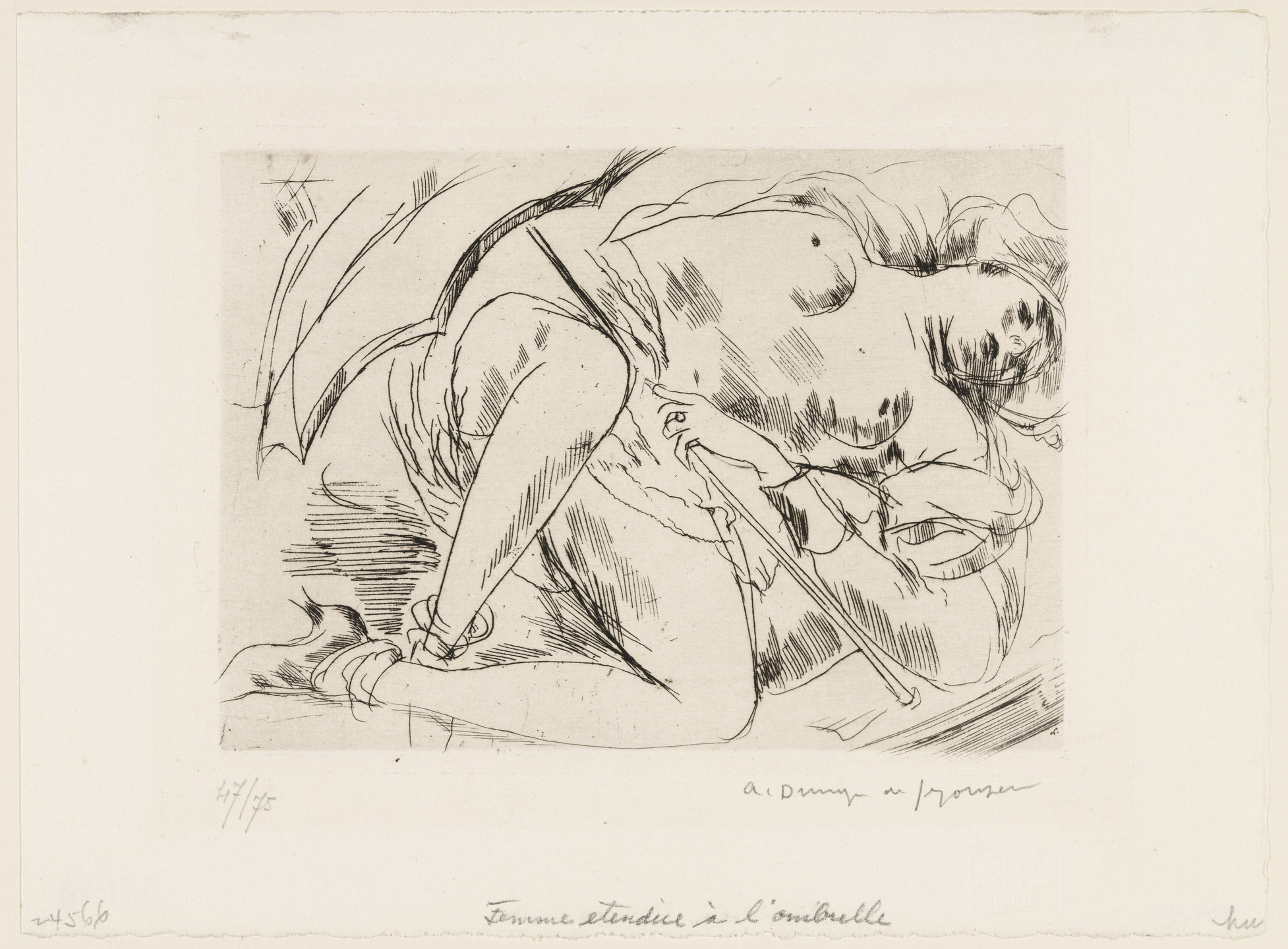 André Dunoyer de Segonzac. Nude Woman with Parasol. (1925)
