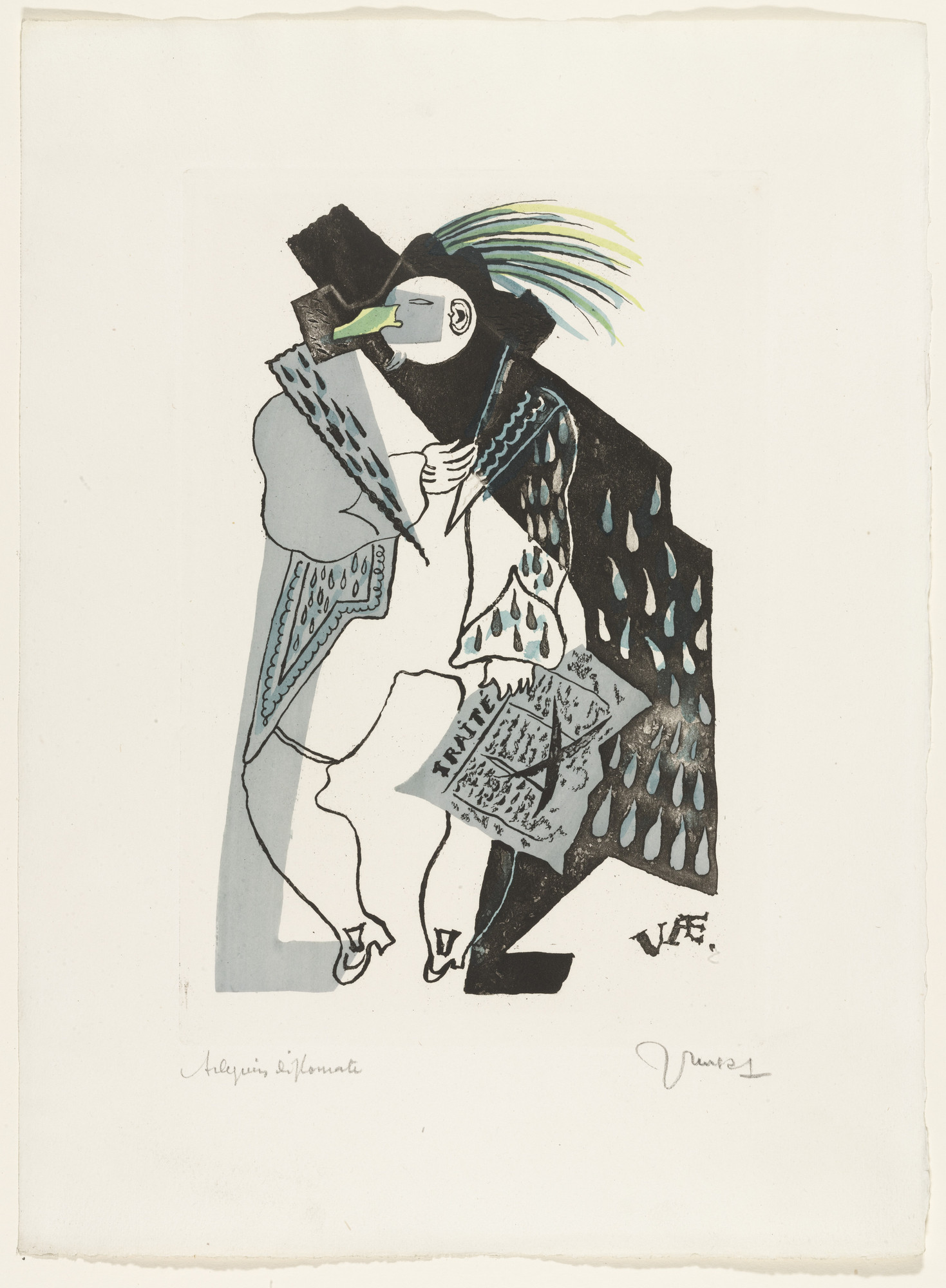 Jean Lurçat. Harlequin Diplomat , plate from the illustrated book Toupies