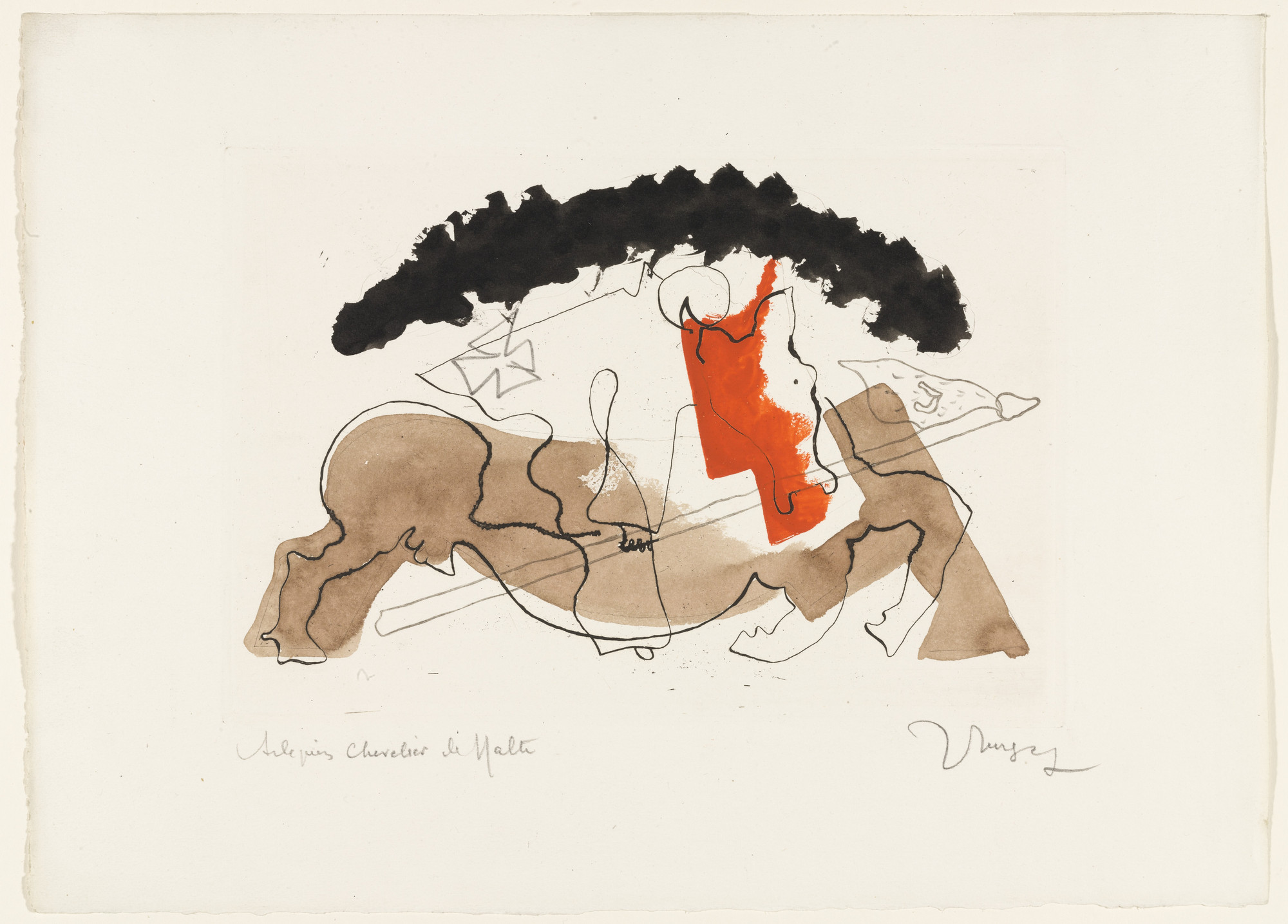 Jean Lurçat. Harlequin Knight of Malta , plate from the illustrated book Toupies