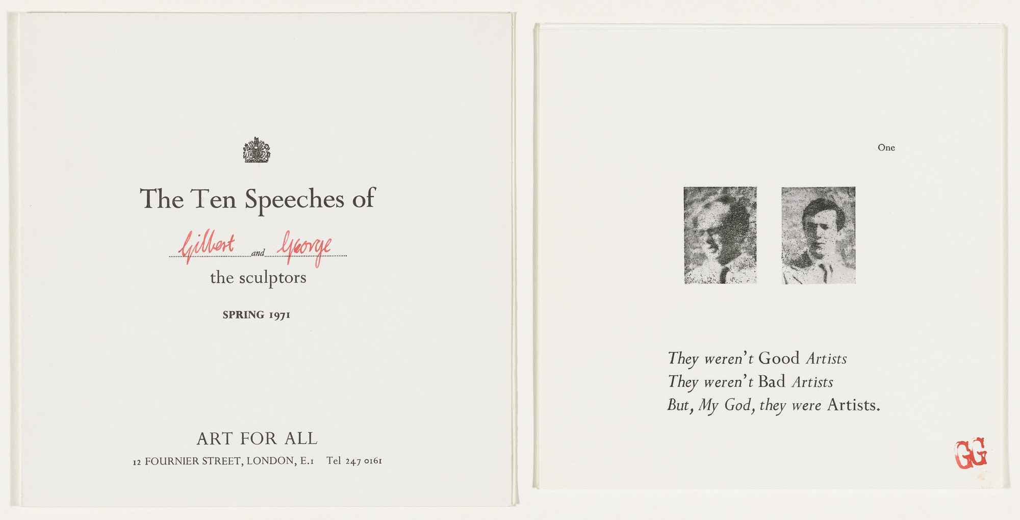 Gilbert & George, Gilbert Proesch, George Passmore. The Ten Speeches