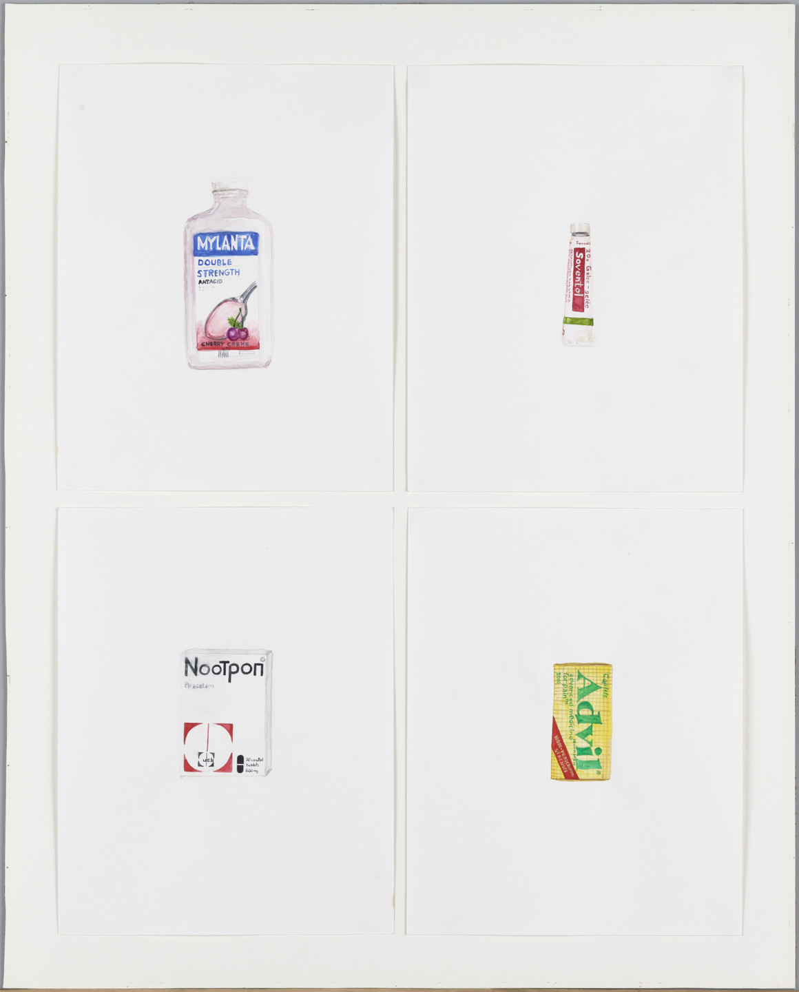 Tony Oursler. Mylanta/Soventol/Nootpon/Advil. (1994)