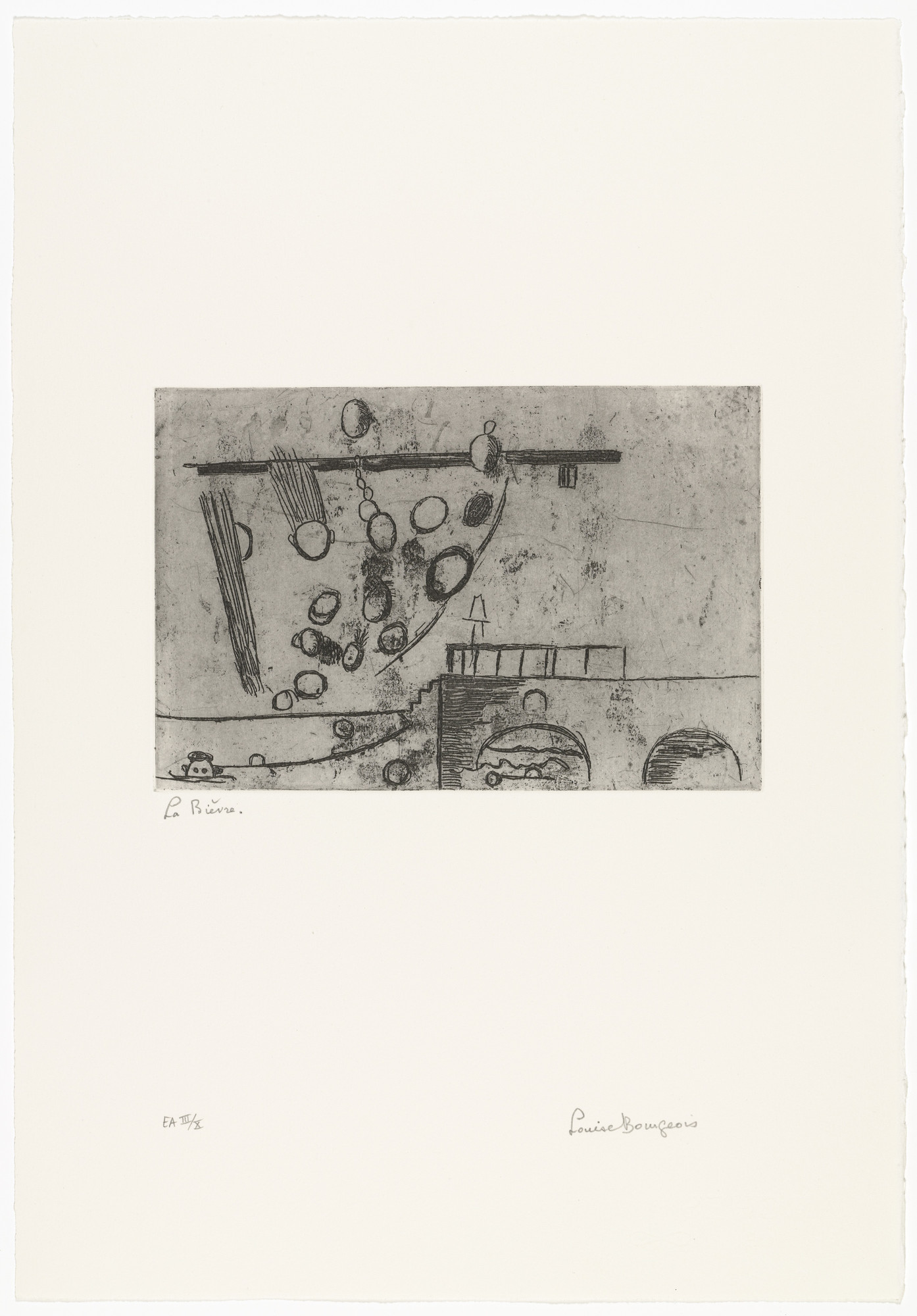 Louise Bourgeois. La Maison d'Arcueil, plate 4 of 9, only state, variant, from the portfolio, Quarantania