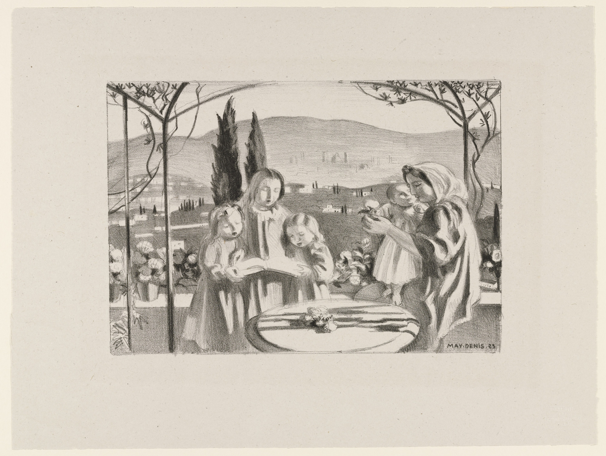 Maurice Denis. The Terrace (La Terrasse) from Essai dur l'histoire de la lithographie en France. Les Peintures lithographes de Manet à Matisse. Album de lithographies originales.