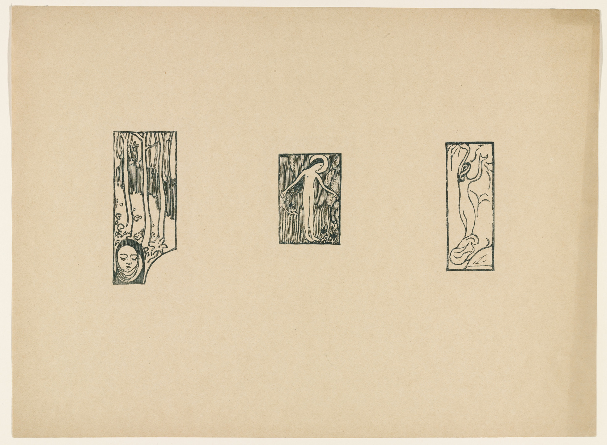 Maurice Denis. Sheet of woodcuts from L&#39; Epreuve. (1895)