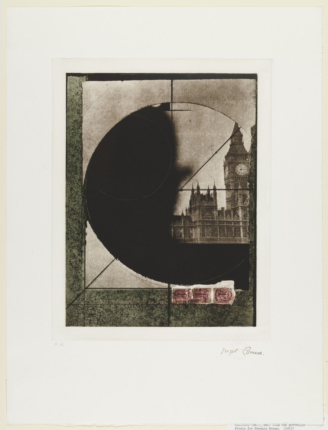 Joseph Cornell. Untitled (Derby Hat) from Prints for Phoenix House. 1972