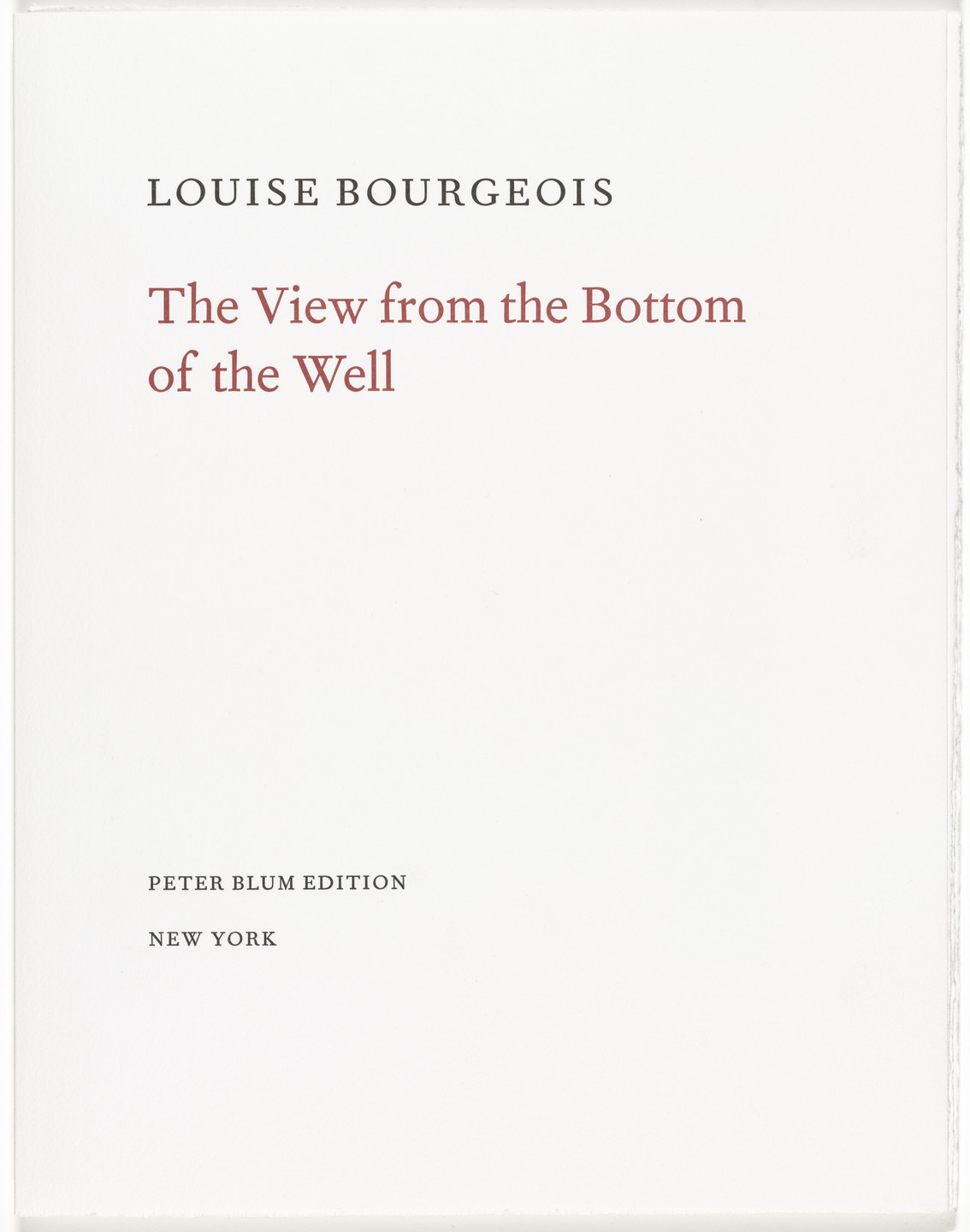 Louise Bourgeois. The View from the Bottom of the Well. 1996